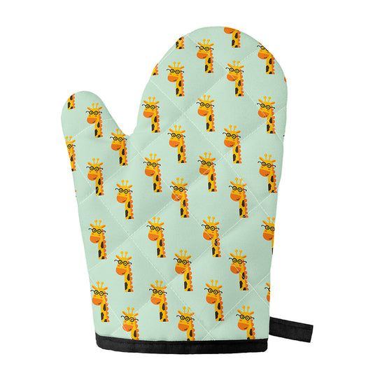 Giraffe With Glasses Pattern Print Single Oven Mitt
