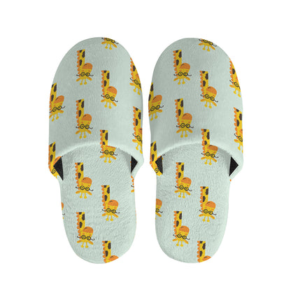 Giraffe With Glasses Pattern Print Slippers