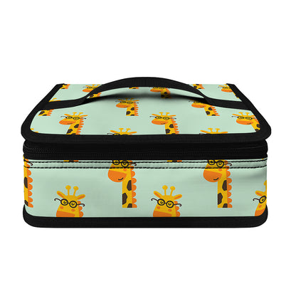 Giraffe With Glasses Pattern Print Small Lunch Bag
