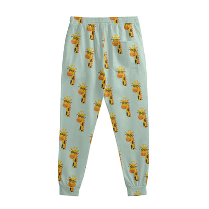 Giraffe With Glasses Pattern Print Sweatpants