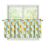 Giraffe With Glasses Pattern Print Tier Curtains