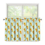 Giraffe With Glasses Pattern Print Tier Curtains
