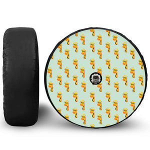 Giraffe With Glasses Pattern Print Tire Cover With Camera Hole