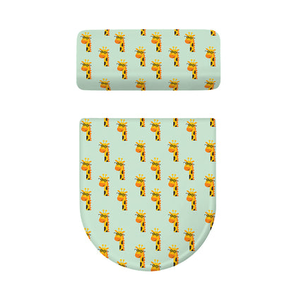Giraffe With Glasses Pattern Print Toilet Lid And Tank Cover Set