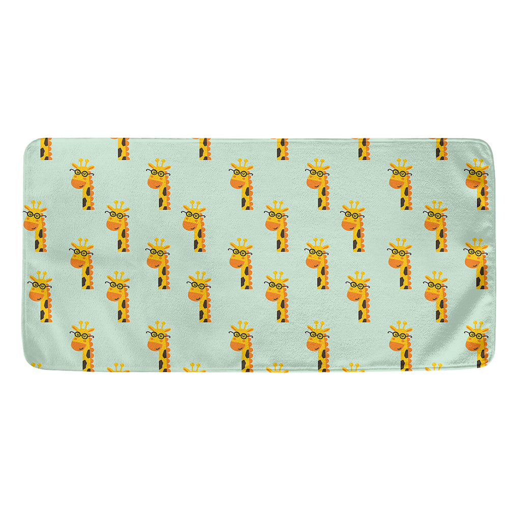Giraffe With Glasses Pattern Print Towel