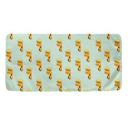 Giraffe With Glasses Pattern Print Towel
