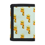 Giraffe With Glasses Pattern Print Trifold Wallet