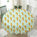 Giraffe With Glasses Pattern Print Waterproof Round Tablecloth