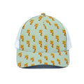 Giraffe With Glasses Pattern Print White Mesh Trucker Hat