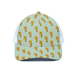 Giraffe With Glasses Pattern Print White Mesh Trucker Cap
