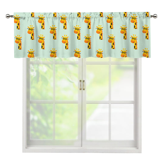 Giraffe With Glasses Pattern Print Window Valance