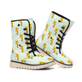 Giraffe With Glasses Pattern Print Winter Boots