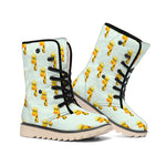 Giraffe With Glasses Pattern Print Winter Boots