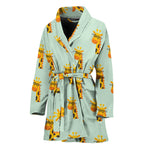 Giraffe With Glasses Pattern Print Women's Bathrobe
