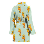 Giraffe With Glasses Pattern Print Women's Bathrobe