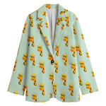 Giraffe With Glasses Pattern Print Women's Blazer