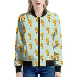Giraffe With Glasses Pattern Print Women's Bomber Jacket