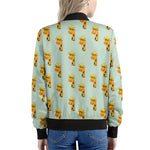 Giraffe With Glasses Pattern Print Women's Bomber Jacket