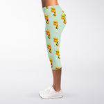 Giraffe With Glasses Pattern Print Women's Capri Leggings