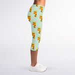 Giraffe With Glasses Pattern Print Women's Capri Leggings