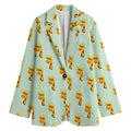 Giraffe With Glasses Pattern Print Women's Cotton Blazer
