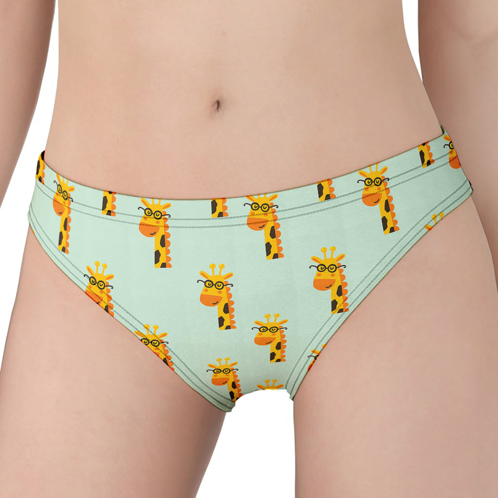 Giraffe With Glasses Pattern Print Women's Panties