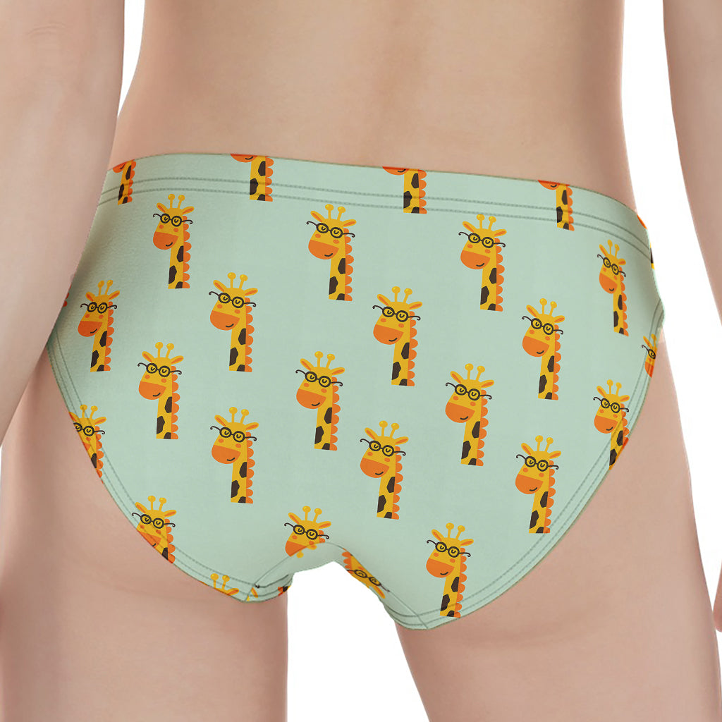 Giraffe With Glasses Pattern Print Women's Panties