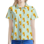 Giraffe With Glasses Pattern Print Women's Polo Shirt