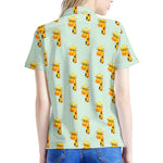 Giraffe With Glasses Pattern Print Women's Polo Shirt