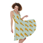 Giraffe With Glasses Pattern Print Women's Sleeveless Dress