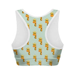 Giraffe With Glasses Pattern Print Women's Sports Bra