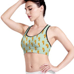 Giraffe With Glasses Pattern Print Women's Sports Bra