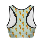 Giraffe With Glasses Pattern Print Women's Sports Bra