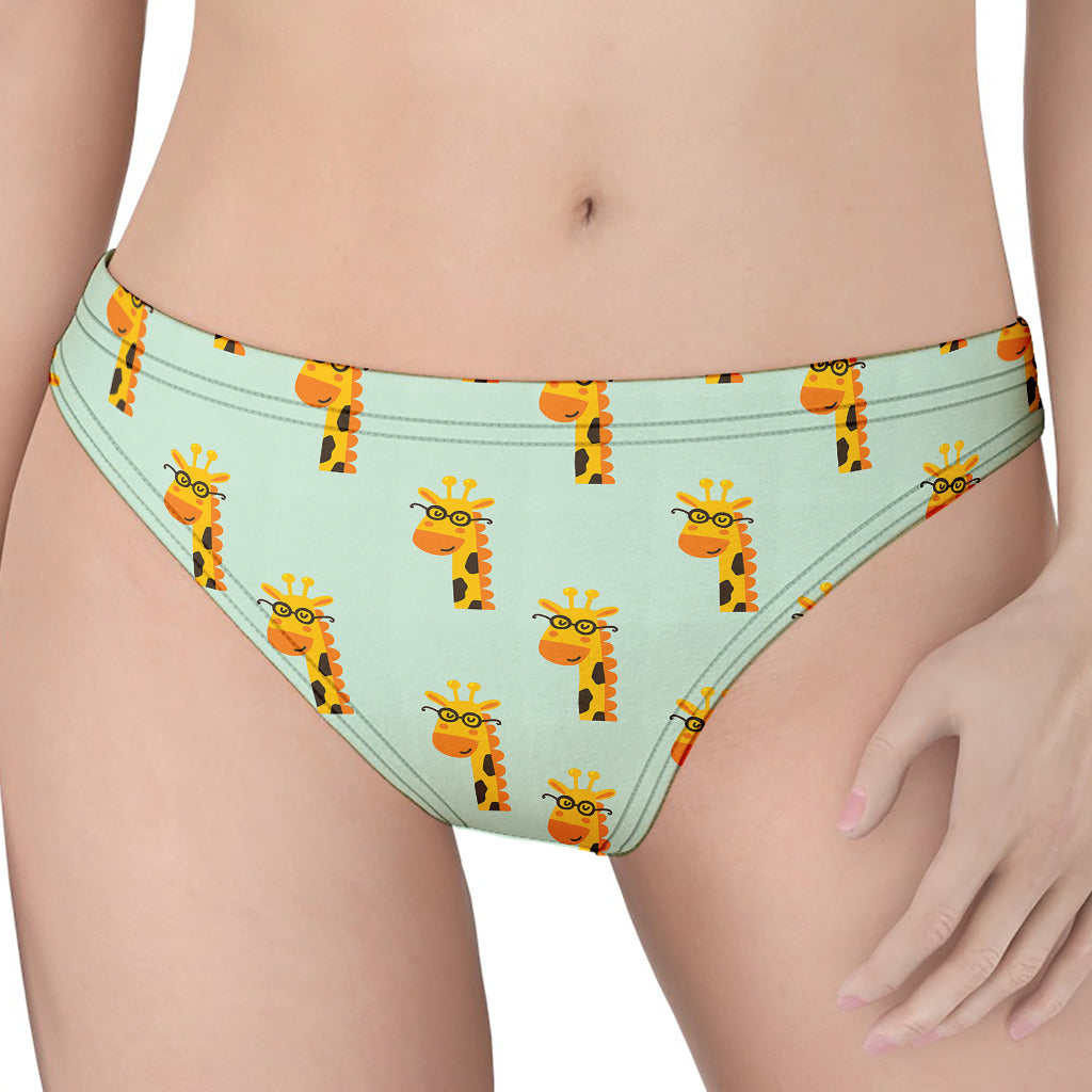 Giraffe With Glasses Pattern Print Women's Thong