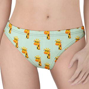 Giraffe With Glasses Pattern Print Women's Thong