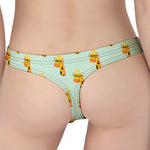 Giraffe With Glasses Pattern Print Women's Thong