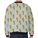 Giraffe With Glasses Pattern Print Zip Sleeve Bomber Jacket