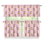 Giraffe With Scarf Pattern Print 3 Piece Kitchen Curtains