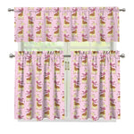 Giraffe With Scarf Pattern Print 3 Piece Kitchen Curtains