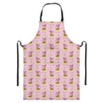 Giraffe With Scarf Pattern Print Bib Apron With Pocket