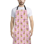 Giraffe With Scarf Pattern Print Bib Apron With Pocket