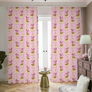 Giraffe With Scarf Pattern Print Blackout Pencil Pleat Curtains