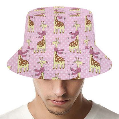 Giraffe With Scarf Pattern Print Bucket Hat