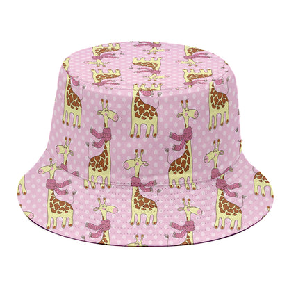 Giraffe With Scarf Pattern Print Bucket Hat