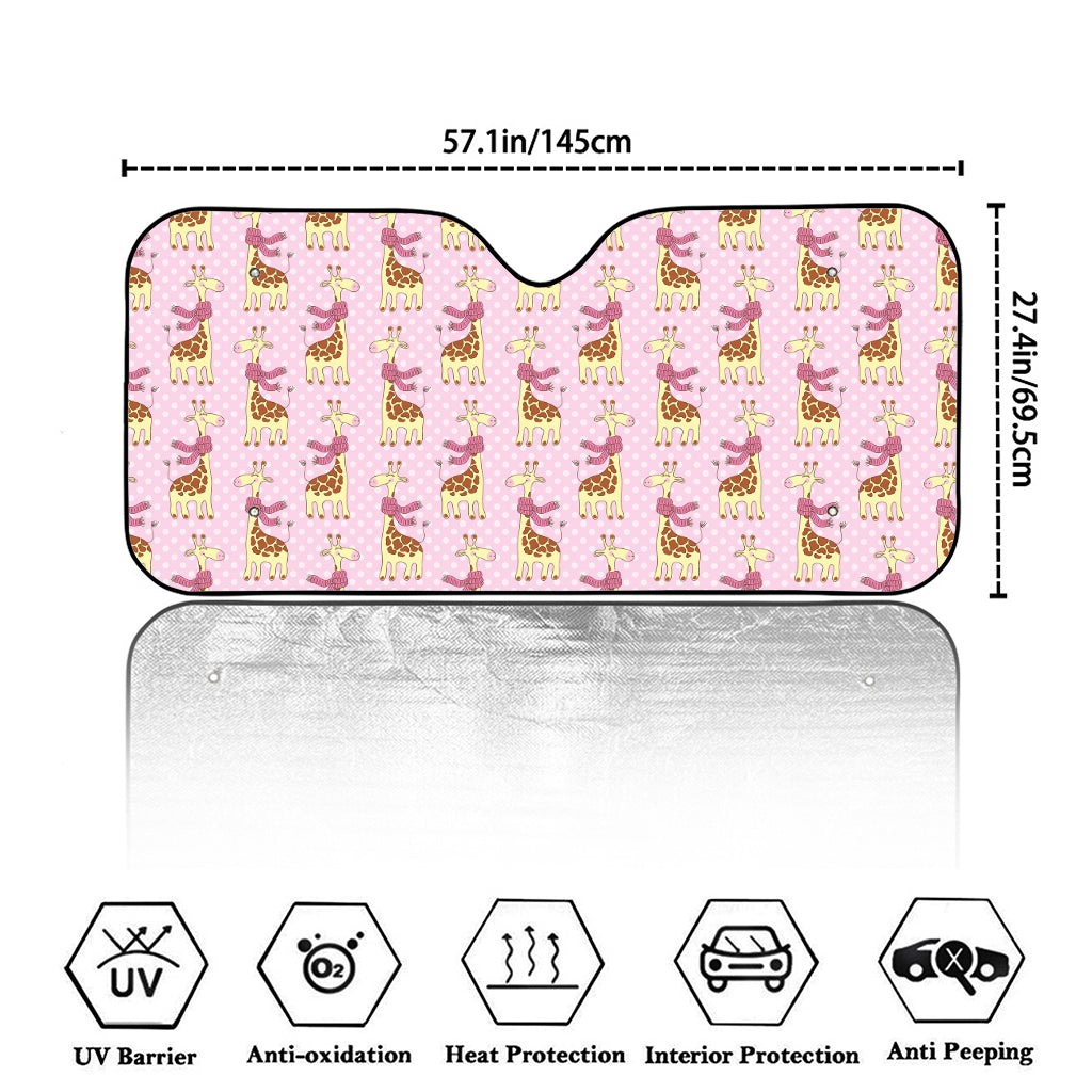Giraffe With Scarf Pattern Print Car Windshield Sun Shade
