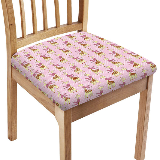 Giraffe With Scarf Pattern Print Chair Cushion Cover