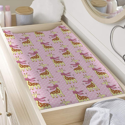 Giraffe With Scarf Pattern Print Changing Pad Cover