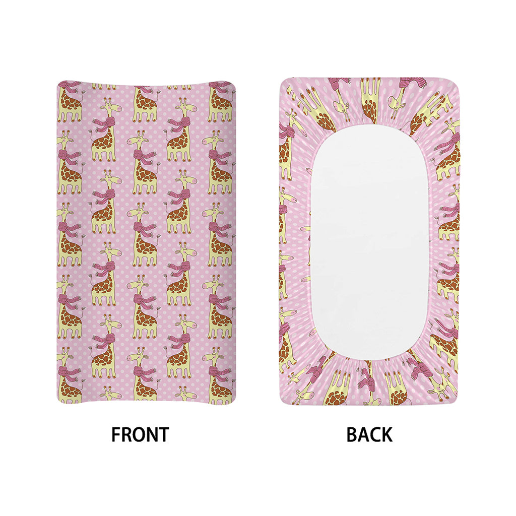 Giraffe With Scarf Pattern Print Changing Pad Cover