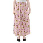 Giraffe With Scarf Pattern Print Chiffon Maxi Skirt