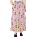 Giraffe With Scarf Pattern Print Chiffon Maxi Skirt